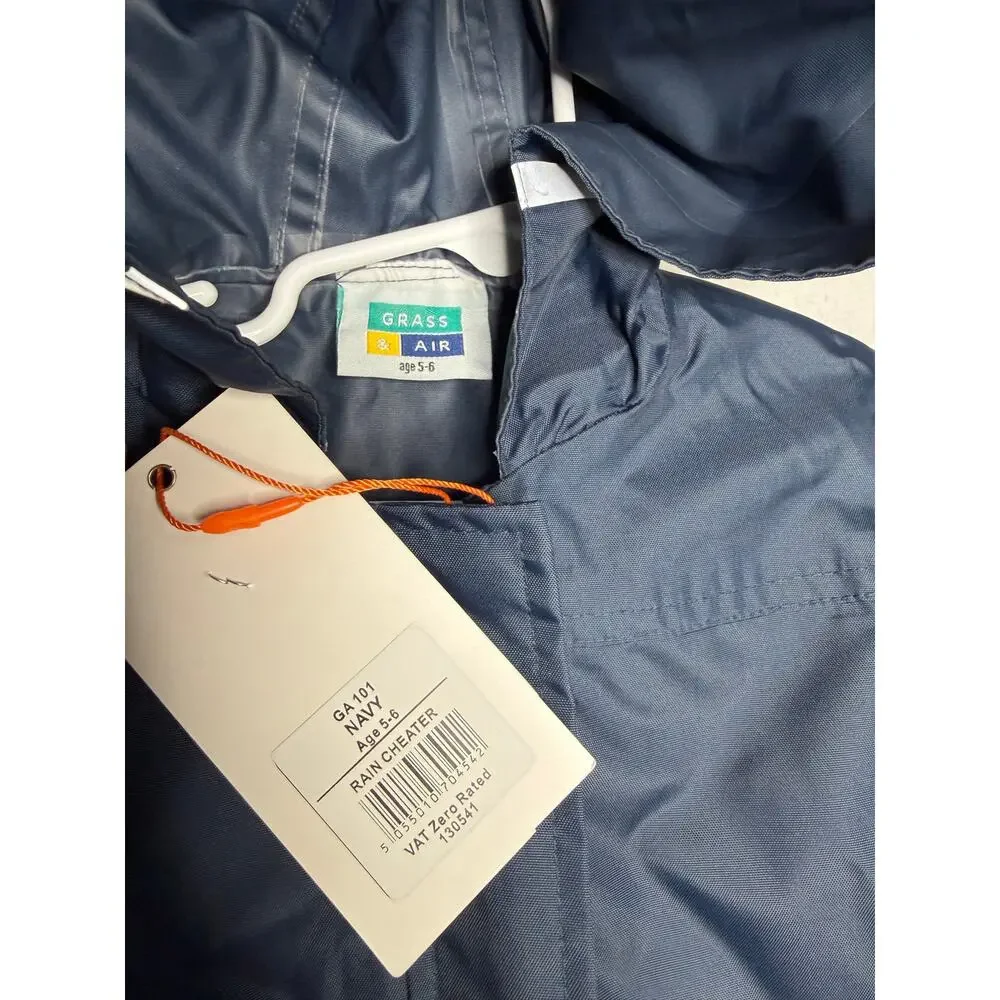 NEW Grass & Air Toddler Boy Navy Blue Rain Cheater Coat Size 5/6